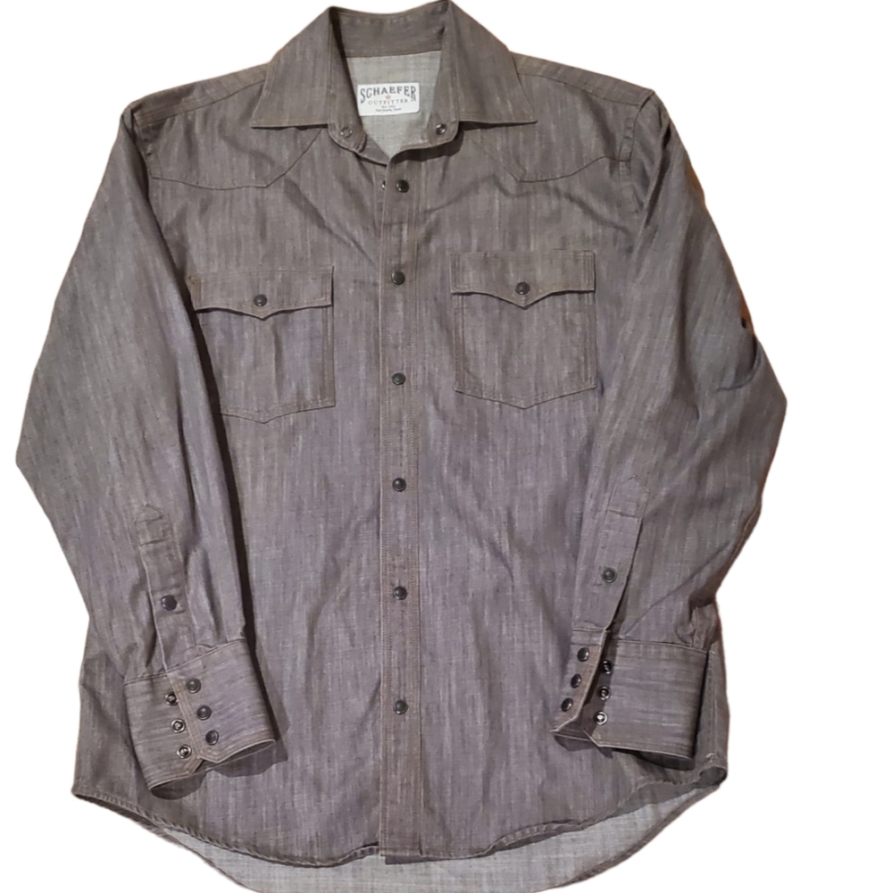 Men's Gray Button-Down Western Shirt